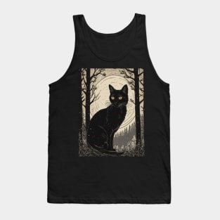 Vintage Cat on a Full Moon Tank Top